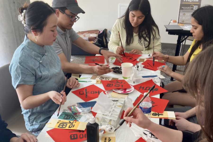 An image of students crafting