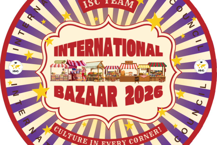 A logo for International Bazaar, decorative 