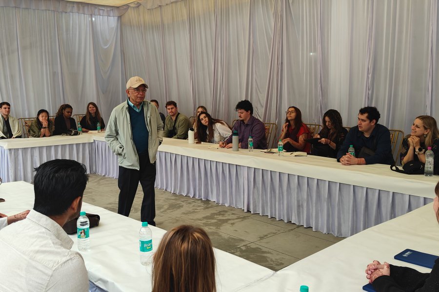 WMU students visiting with Gopal and Kamala Singh at the Jangi Singh Girls College in Jaunpur 