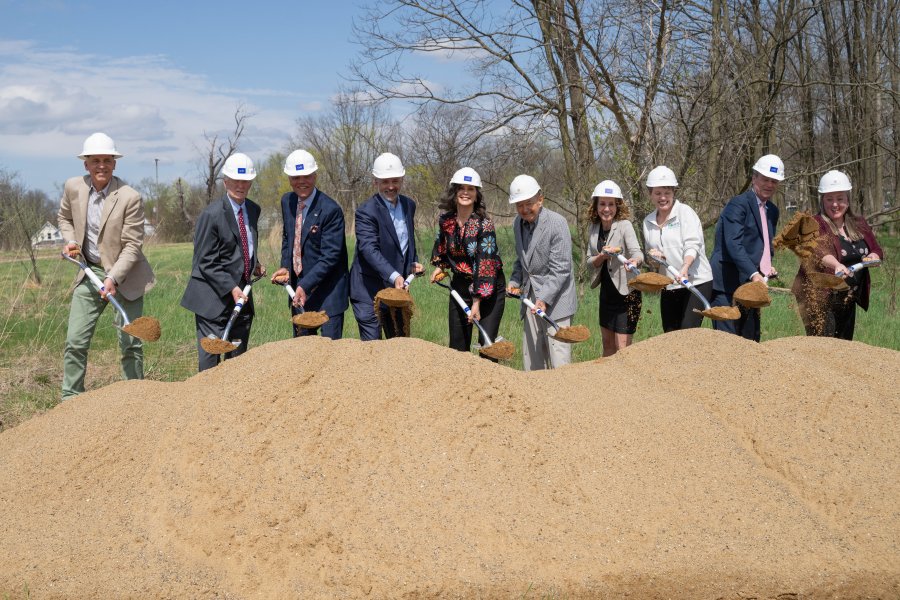 Groundbreaking ceremony -- people with shovels and hard hats
