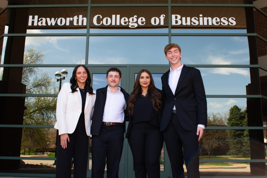 The winning digital marketing team outside the Haworth College of Business