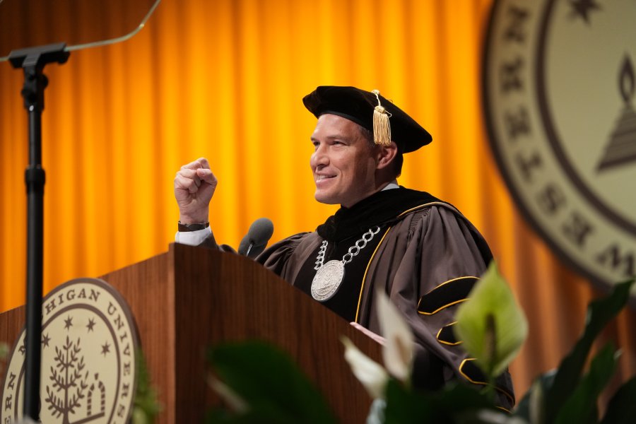President Kavalhuna speaks at commencement.