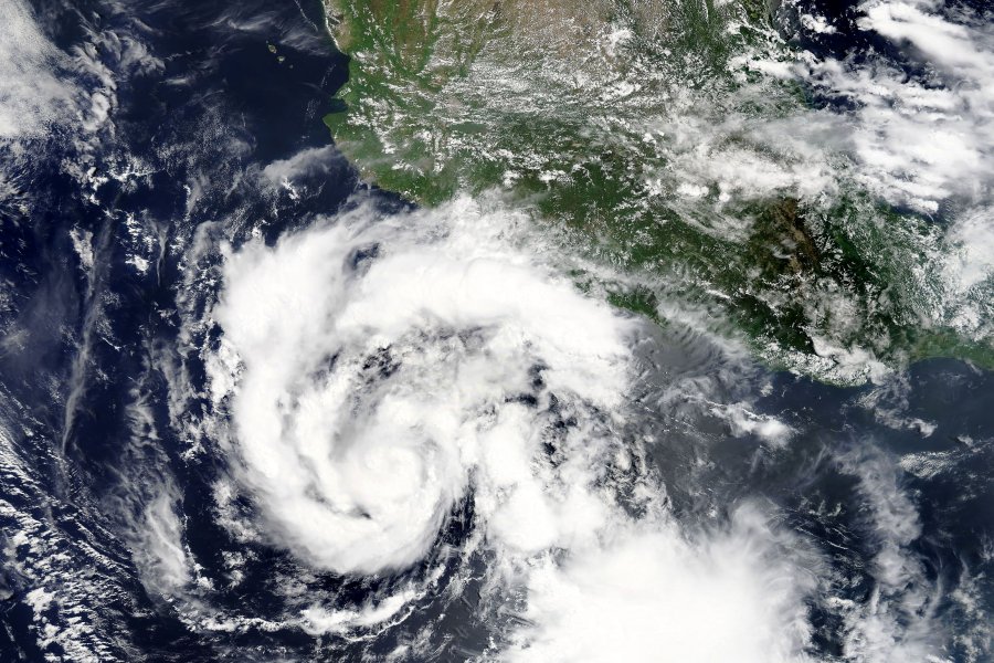 A satellite image of a hurricane from NASA