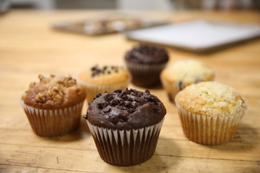 A variety of gourmet jumbo muffins from the Gold'n Brown Bakery.