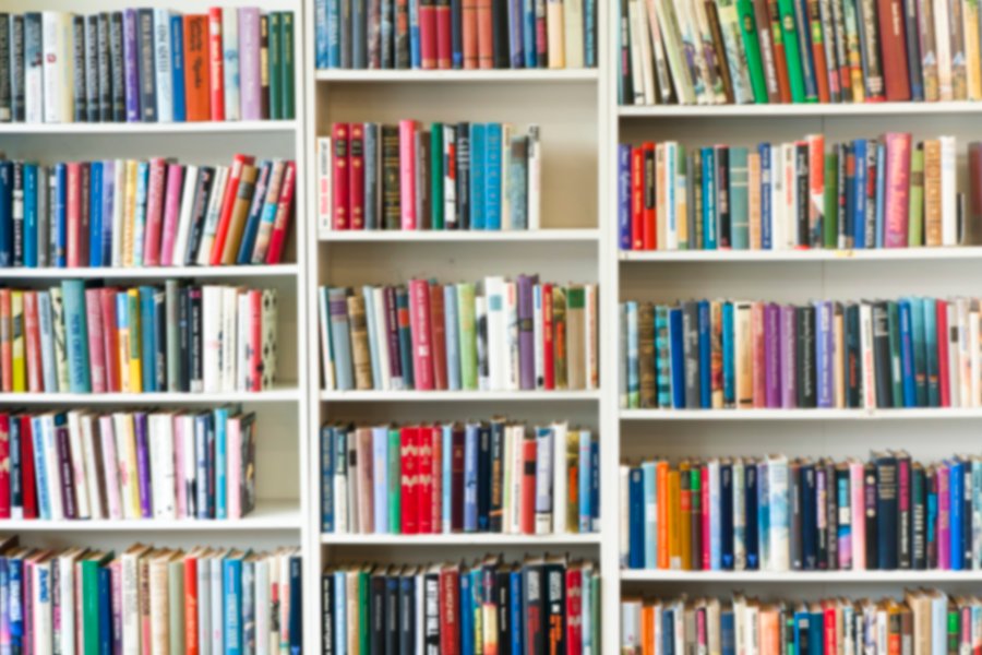 Books on shelves.