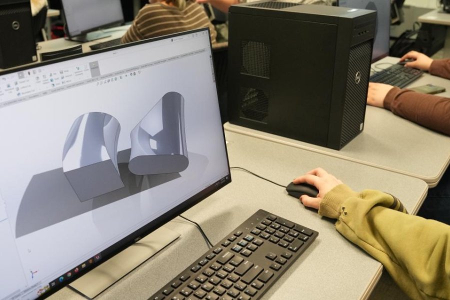 Student working with computer-aided design