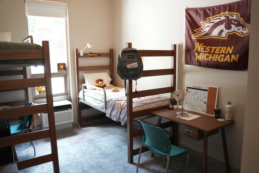 A decorated bedroom inside Valley Oaks.