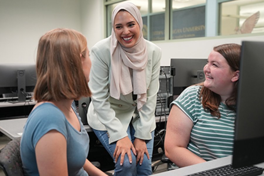 Cybersecurity professor and student