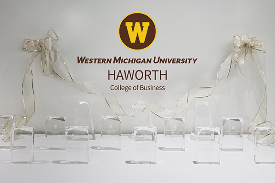 Alumni award plaques for WMU Haworth