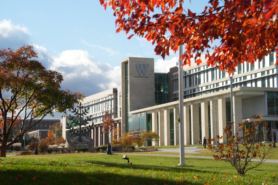 Sangren Hall on Western Michigan University's Main Campus in autumn.