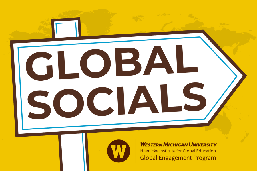 Logo Haenicke Institute for Global Education, Western Michigan University, Global Engagement Program, "Global Socials"