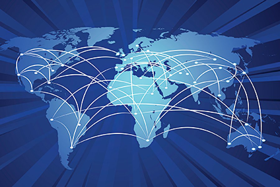 Graphic depicting worldwide travel.