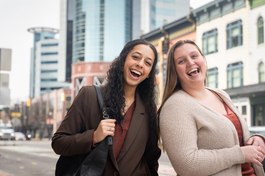 Portrait if Gabriella Ford and Hailey Gordon downtown Kalamazoo.
