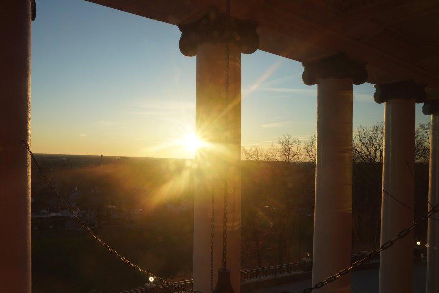 Sunrise over Heritage Hall.