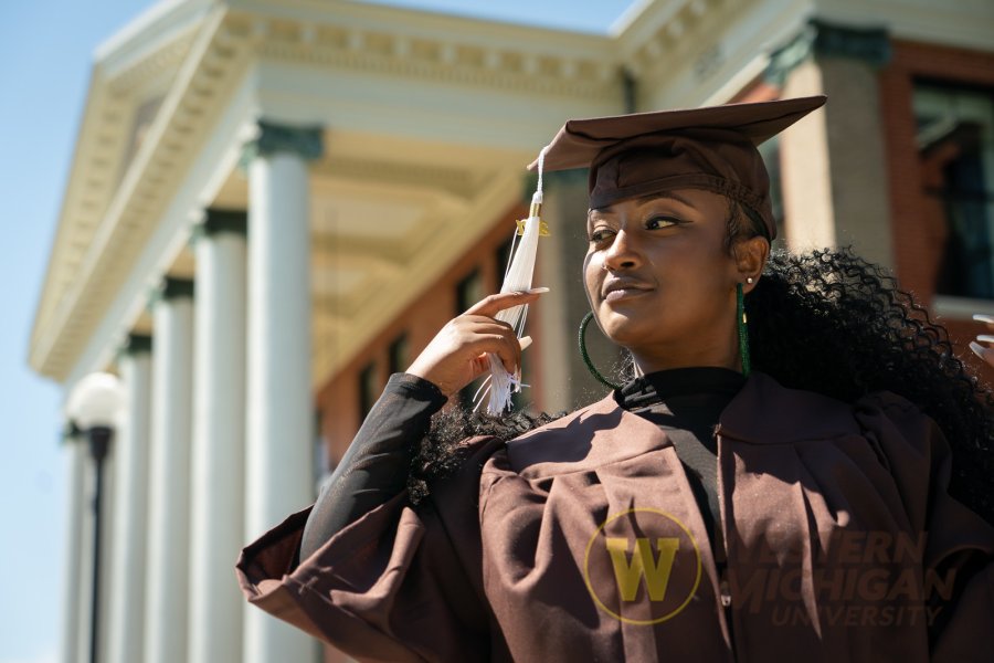 WMU graduate in cap and regalia 