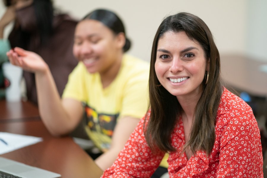 ENGL 1050 instructor with her students