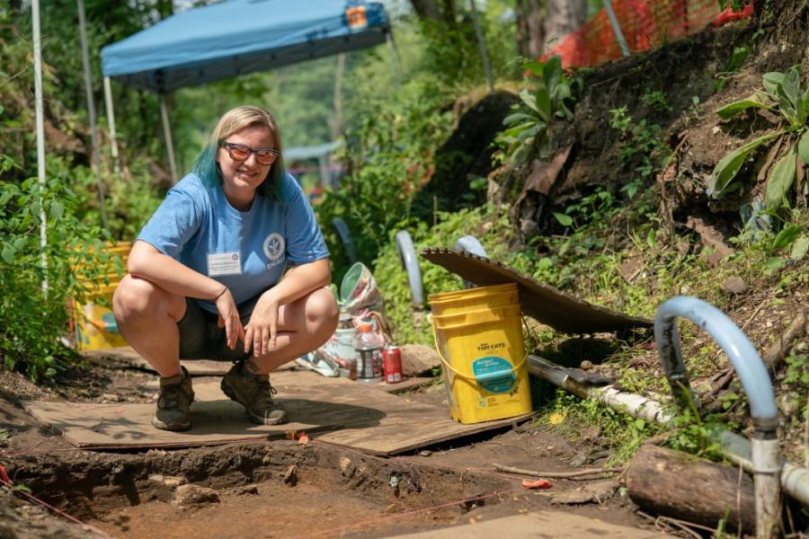 student working at Fort St. Joseph