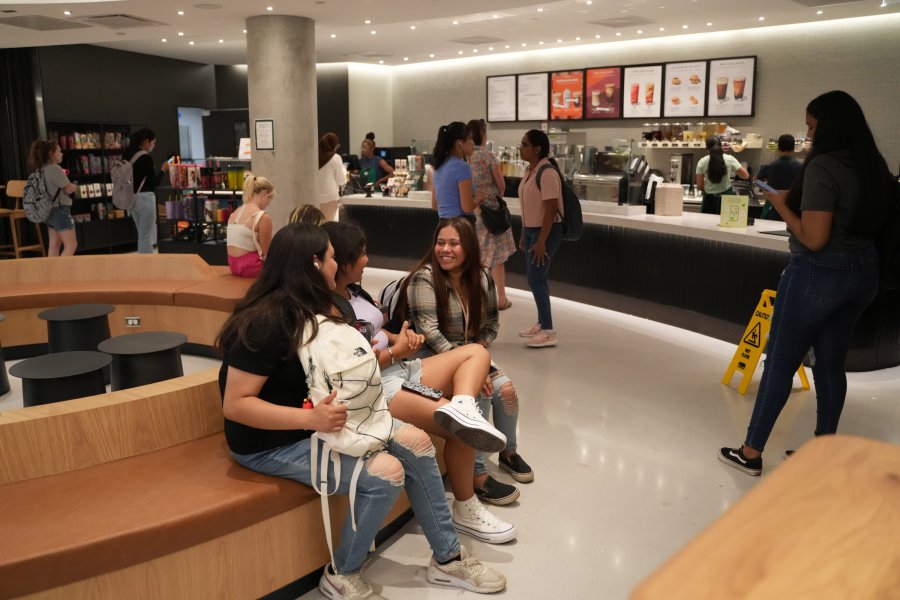 Students at Starbucks