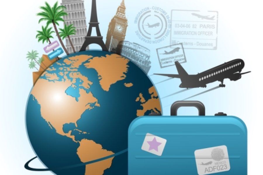 Photo of globe and suitcase