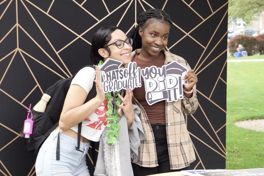 High schoolers in photo booth