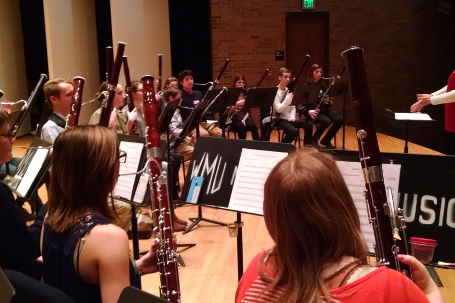 Students playing bassoon