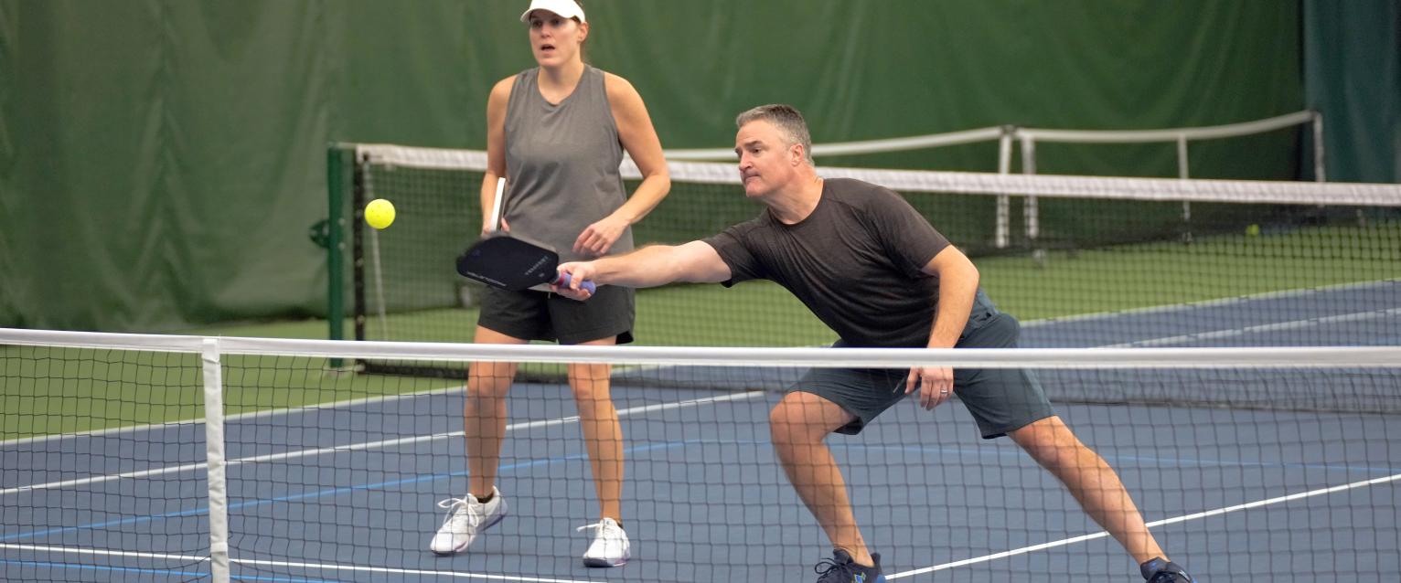 Kris Cooper playing pickleball at West Hills