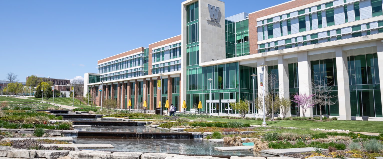 The exterior of Sangren Hall.