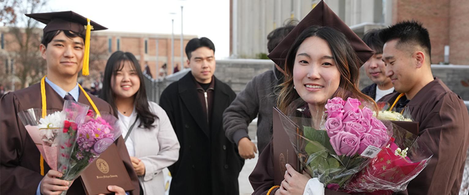WMU students in graduation gowns