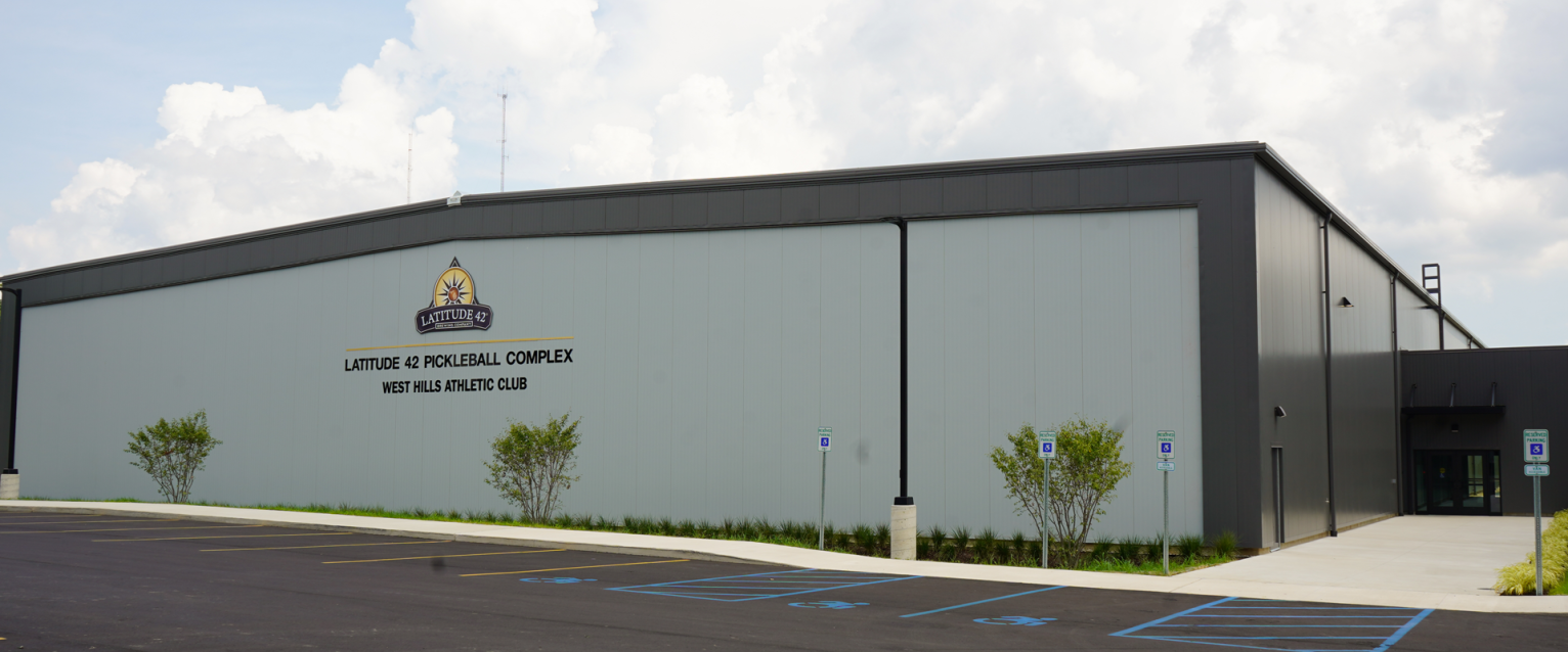 Building with Latitude 42 Pickleball Complex sign