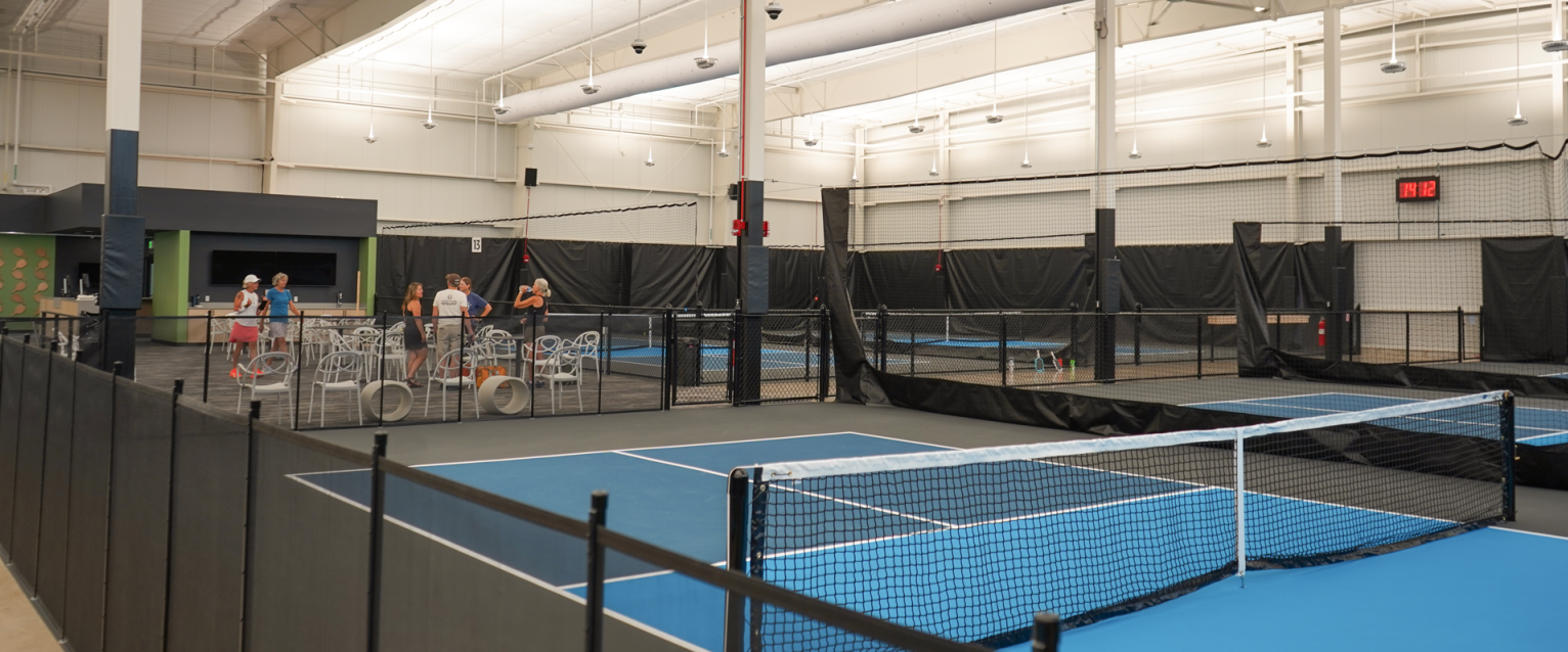 Court view at the Latitude 42 Pickleball Complex at West Hills