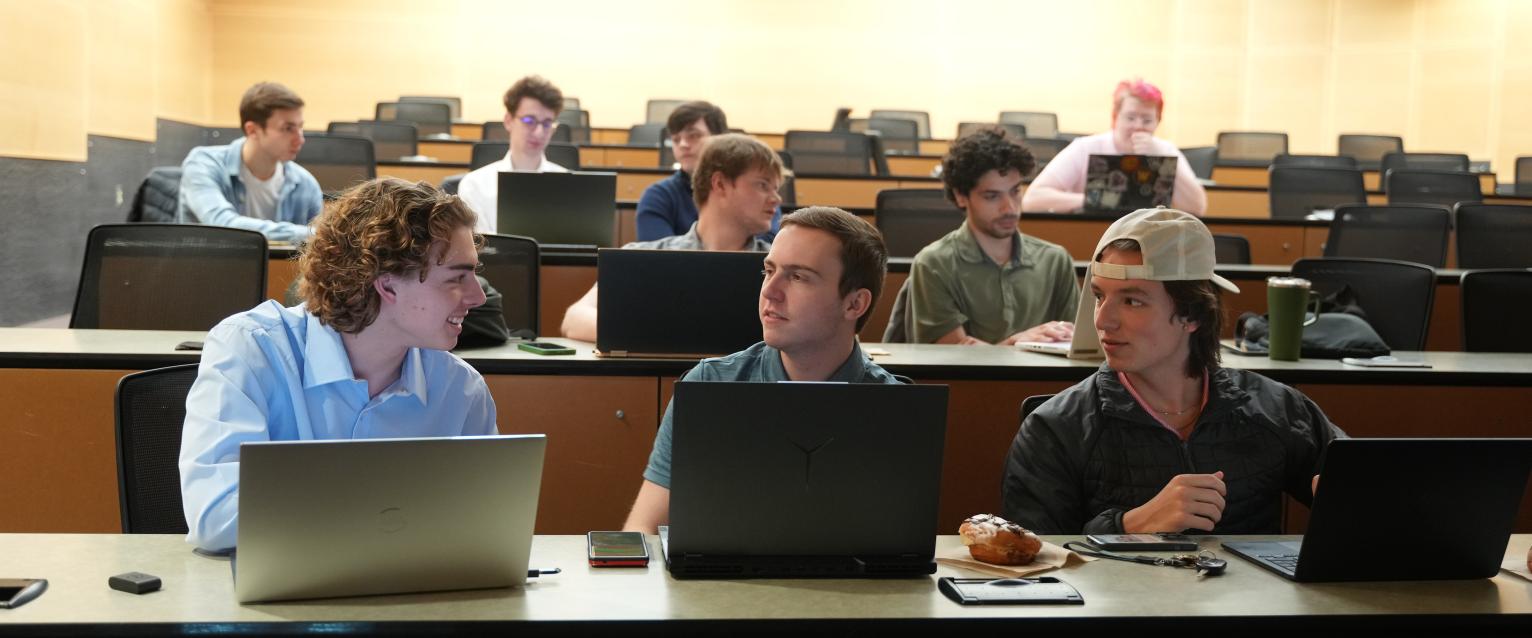 Students in a lecture hall.