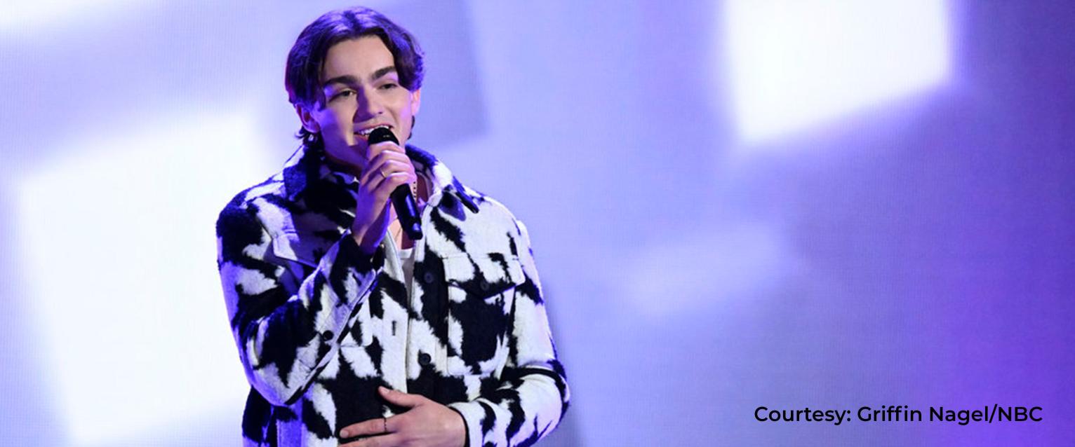 Jack Austin auditioning on The Voice stage; photo courtesy: Griffin Nagel/NBC