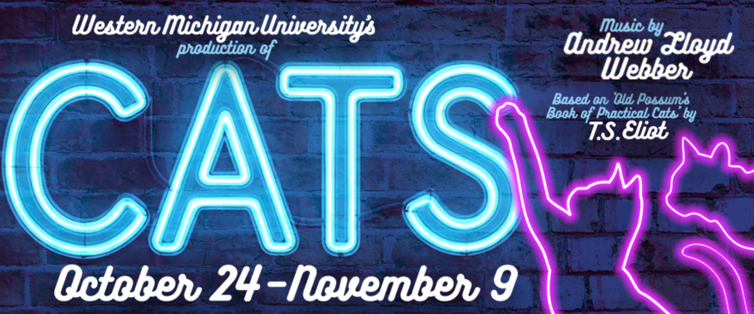 Blue Neon text says CATS with pink neon cats outlines.