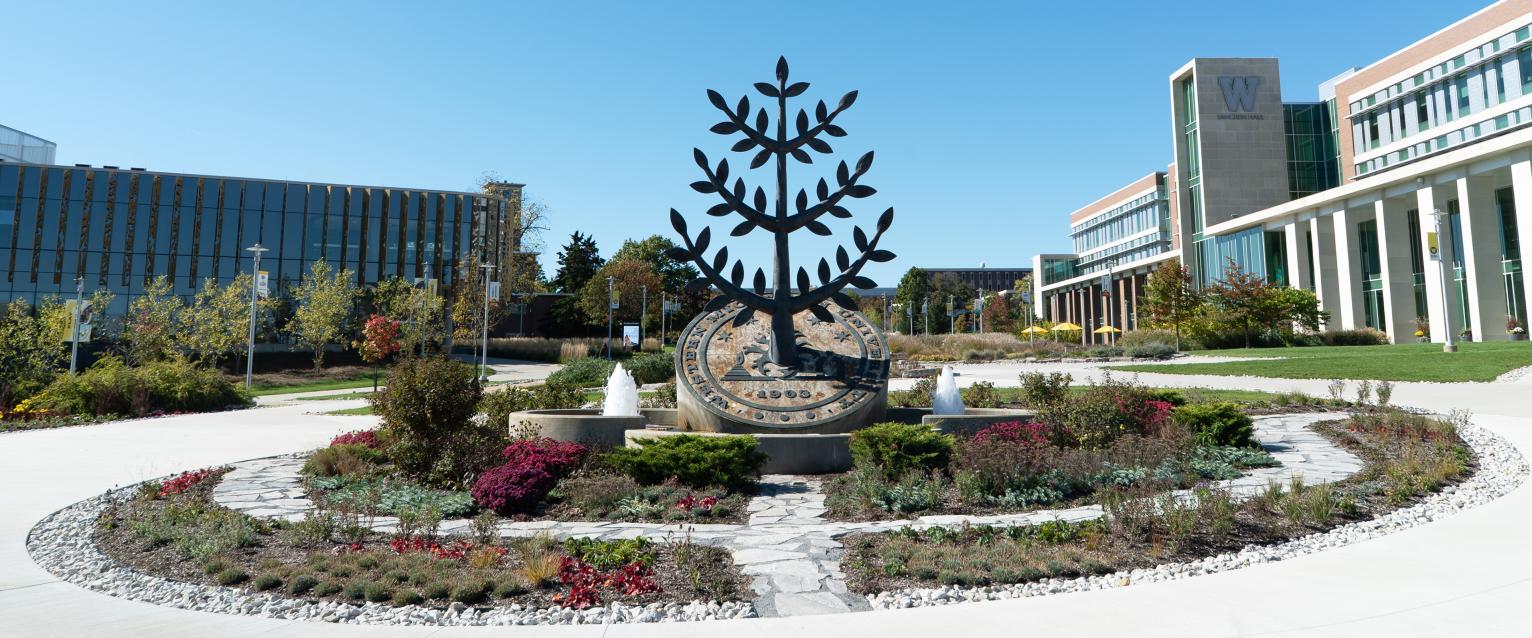 Tree of Life sculpture in the center of WMU Main Campus.