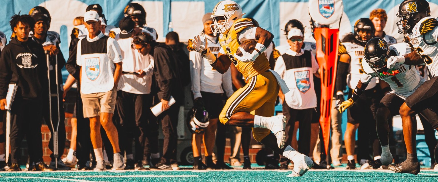 Jalen Buckley runs with the football during the Myrtle Beach Bowl Dec. 19, 2025