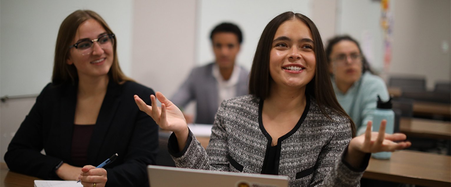 Graduate students in a classroom