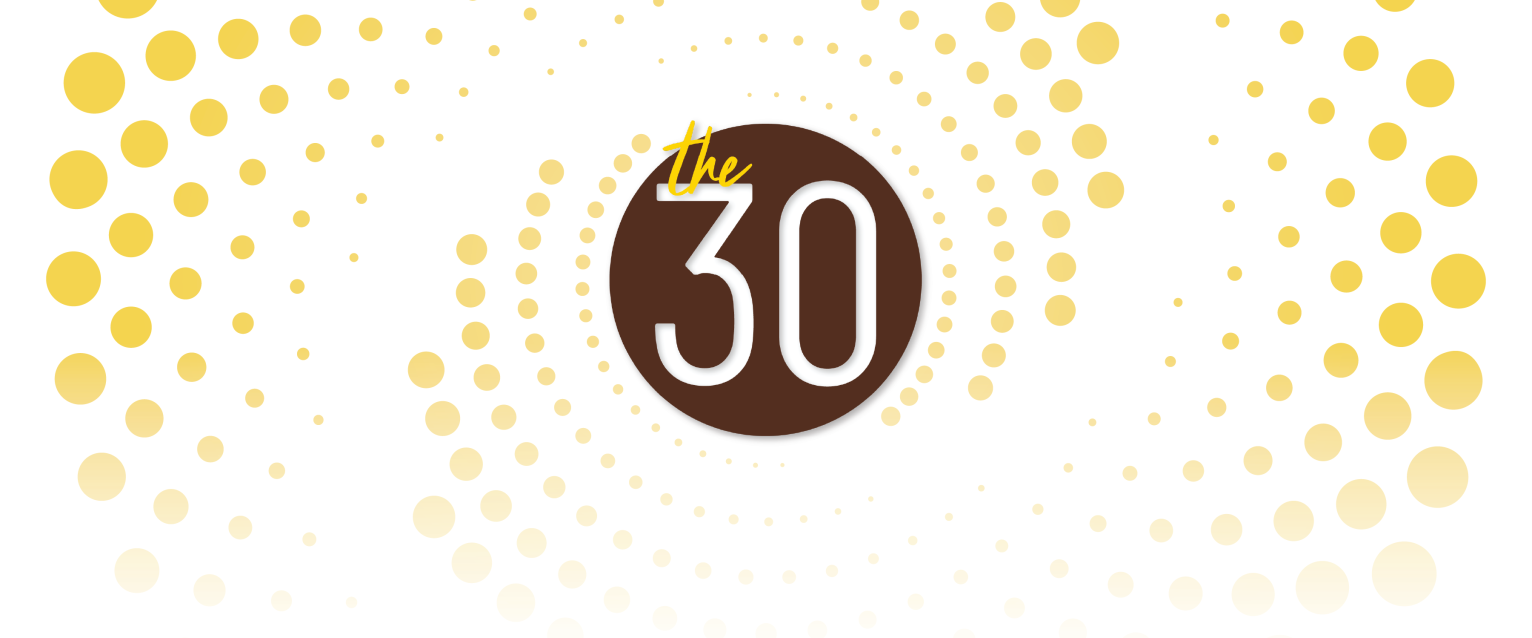the 30 logo on a white background