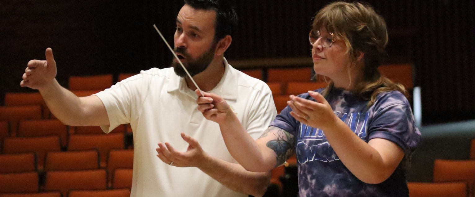 Trey Harris with Band Director photo