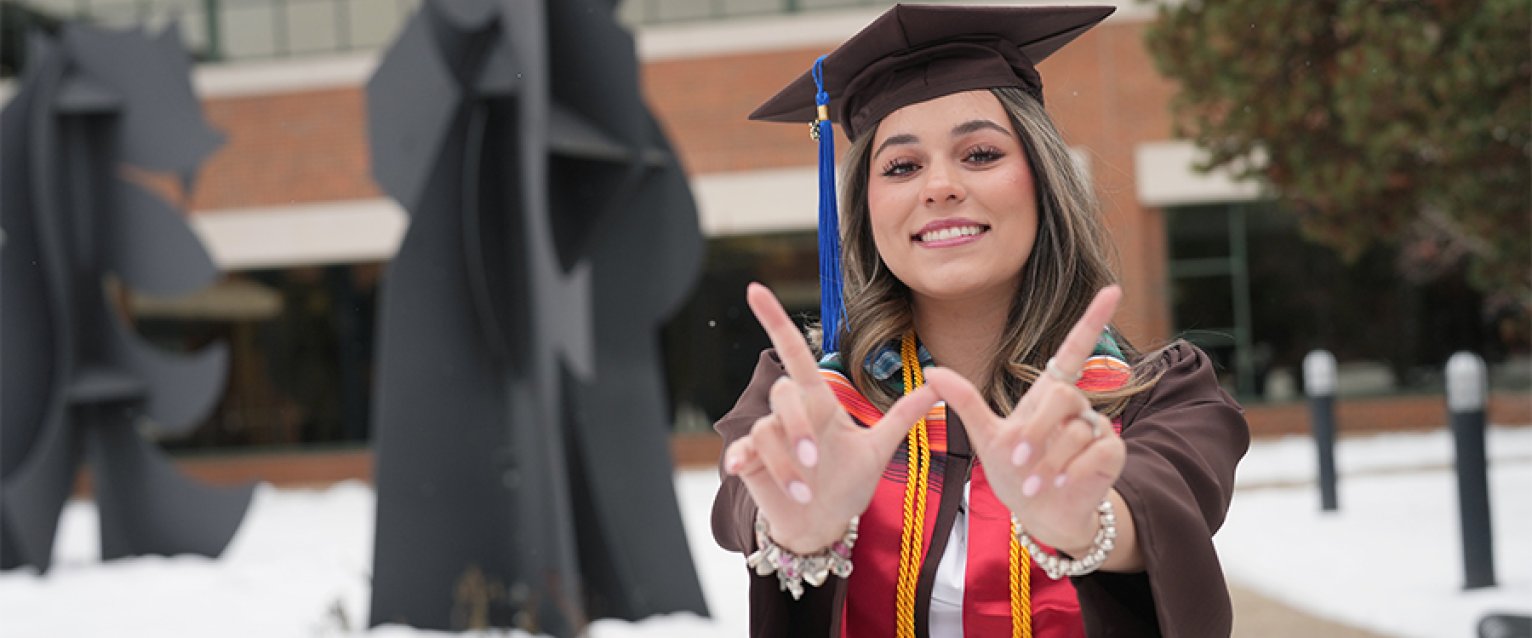 Student in graduation gown
