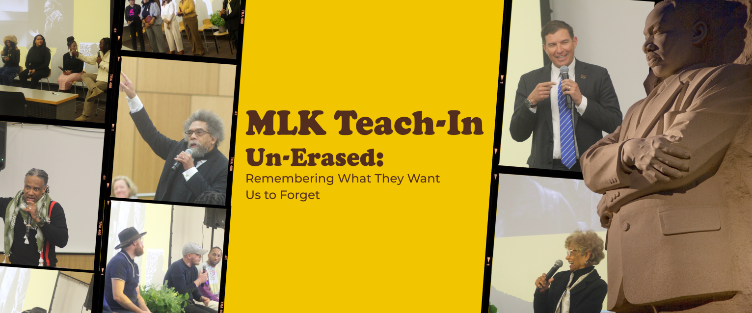 LWI Banner picture showcasing photos taken in MLK Teach-In 2026