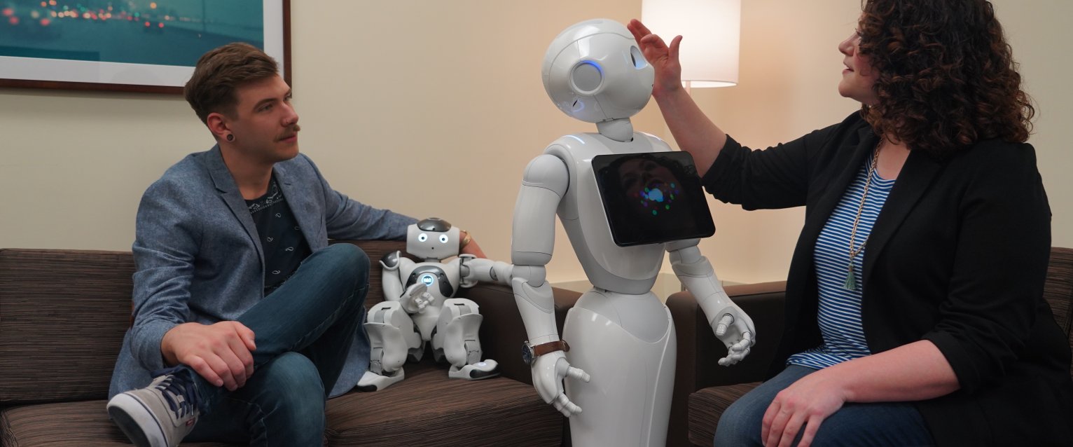 Student, professor, and robots