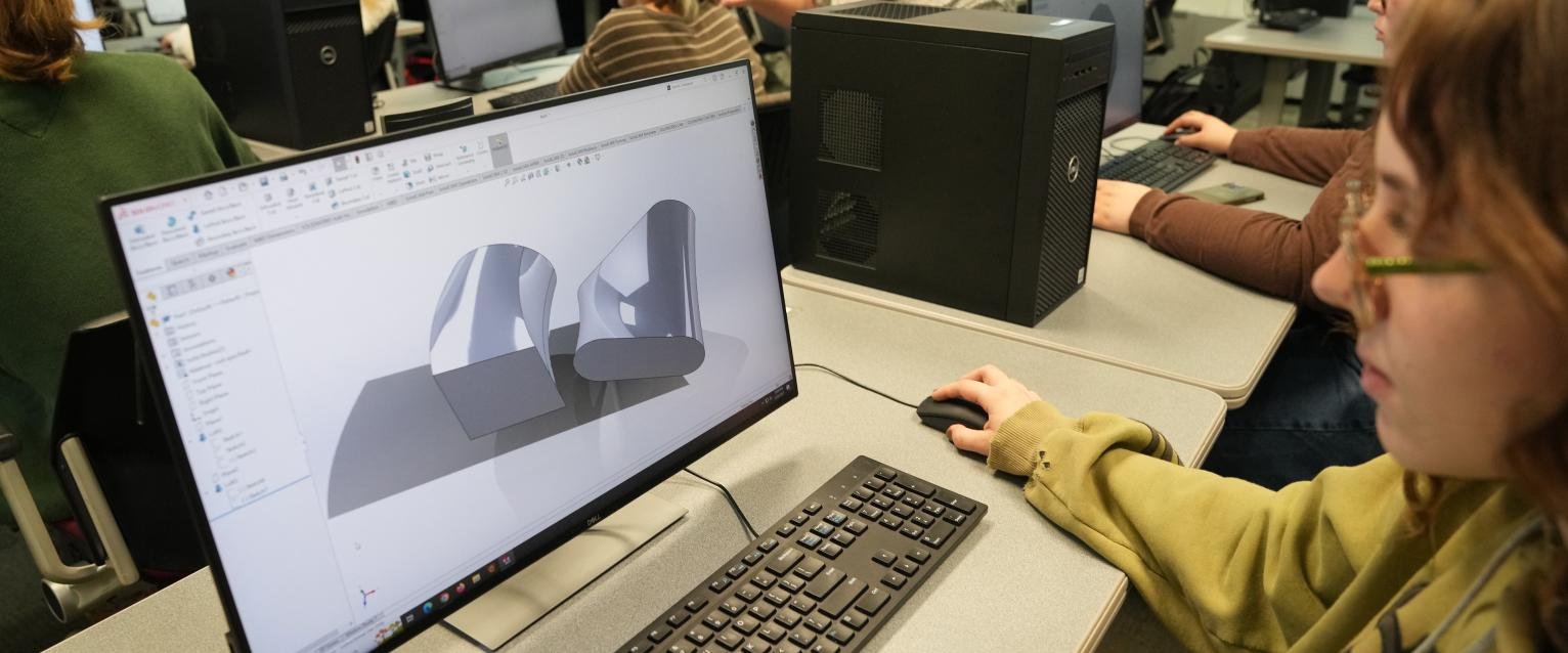 Student working with computer-aided design