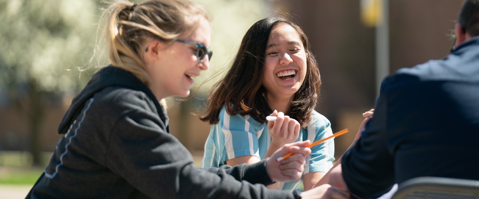 Students studying on campus