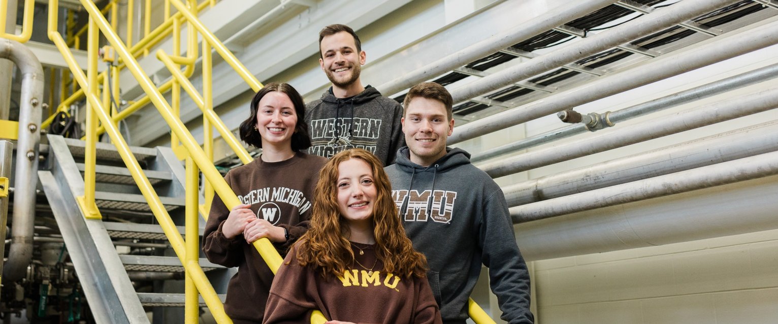 A group of students in the WMU Paper Pilot Plant
