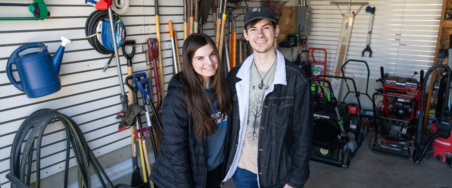 WMU staff member and student volunteers organized the Tool Share shed at the Edison Neighborhood Association.
