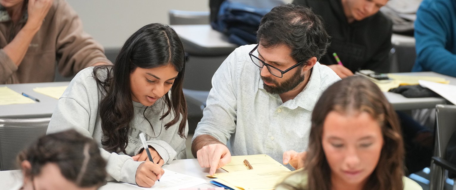 A student and their professor instructing
