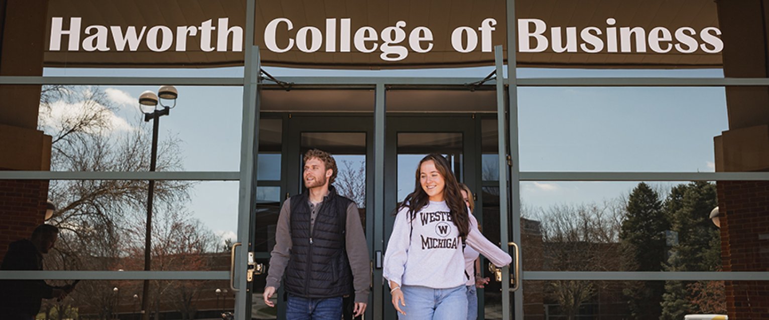Students exiting the HCOB Main doors