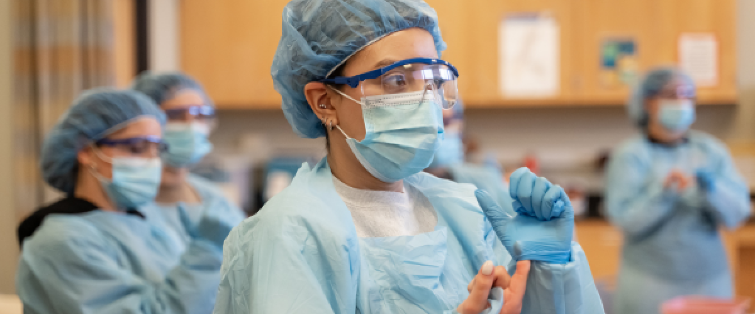 Nursing students in scrubs