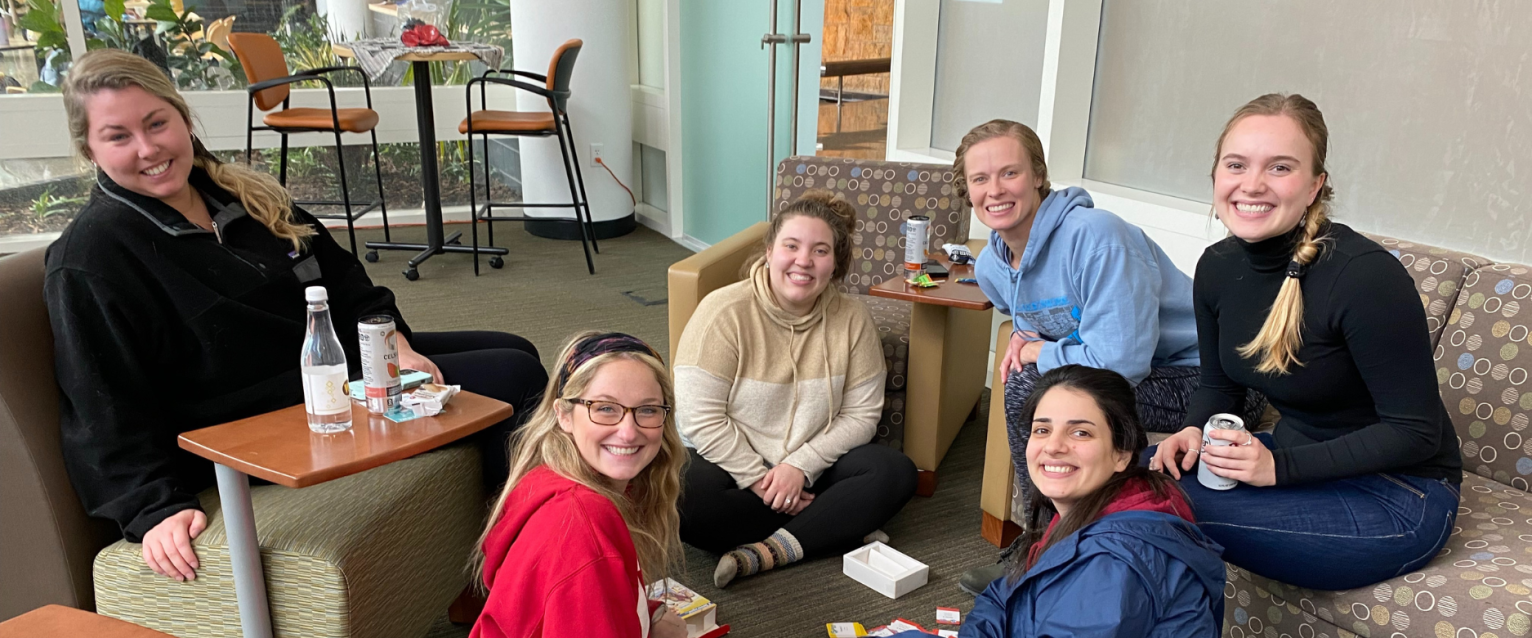 CHHS students in the student engagement center.