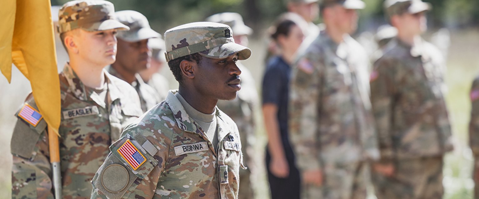 ROTC Students in a line at attention